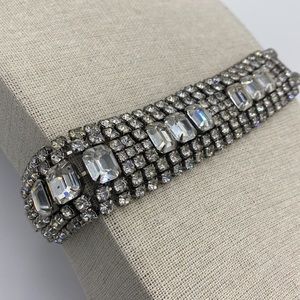 **SOLD** Vintage Wide Rhinestone Bracelet, Clear Stones, Excellent Condition